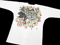 東京いろは・若武者の墨絵手描き鯉口シャツ・ダボシャツ　桜と龍
